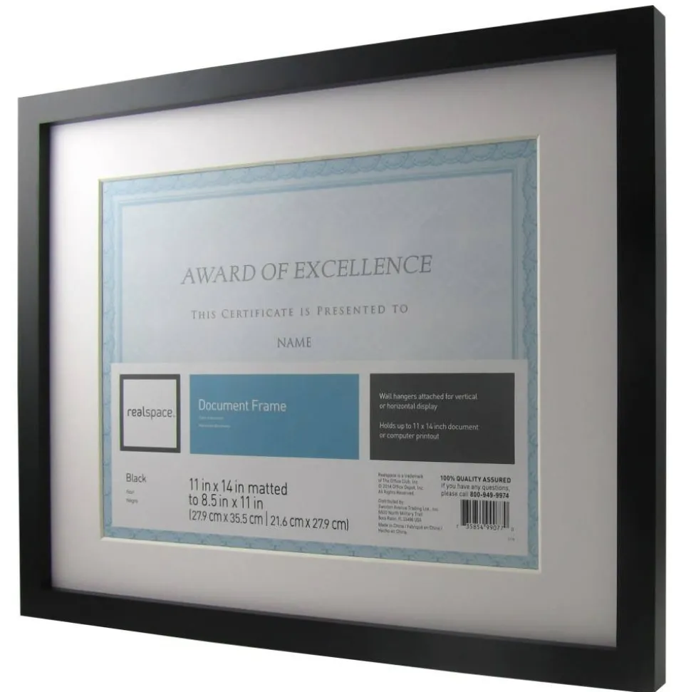 Photo/Document Frame, Gallery, 11" x 14" With Mat, Black/White