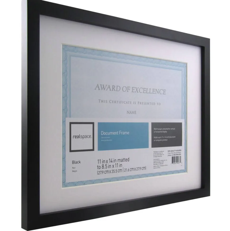 Photo/Document Frame, Gallery, 11" x 14" With Mat, Black/White