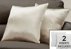 Pillows, Set Of 2, 18 X 18 Square, Insert Included, Decorative Throw, Accent, Sofa, Couch, Bedroom, Gold Hypoallergenic Polyester, Modern