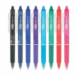 Pilot FriXion Ball Clicker Erasable Retractable Gel Pens, Pack of 8, Fine Point, 0.7 mm, Assorted Barrel Colors, Assorted Ink Colors