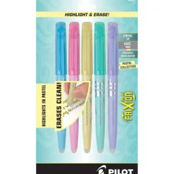 Pilot FriXion Light Pastel Erasable Highlighters, Pack of 5, Chisel Tip, Assorted Colors, 46543
