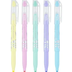 Pilot FriXion Light Pastel Erasable Highlighters, Pack of 5, Chisel Tip, Assorted Colors, 46543