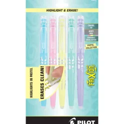 Pilot FriXion Light Pastel Erasable Highlighters, Pack of 5, Chisel Tip, Assorted Colors, 46543
