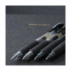 Pilot G2 Retractable Gel Pens, Bold Point, 1.0 mm, Clear Barrels, Black Ink, Pack Of 12 Pens