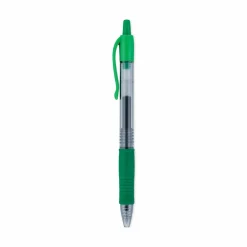 Pilot G2 Retractable Gel Pens, Fine Point, 0.7 mm, Clear Barrels, Green Ink, Pack Of 12 Pens