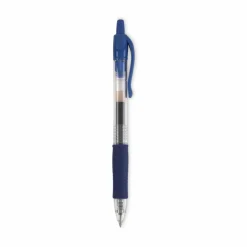 Pilot G2 Retractable Gel Pens, Bold Point, 1.0 mm, Clear Barrels, Blue Ink, Pack Of 12 Pens