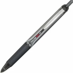 Pilot Precise V5 Liquid Ink Retractable Rollerball Pens, Extra Fine Point, 0.5 mm, Black Barrels, Black Ink, Pack Of 12