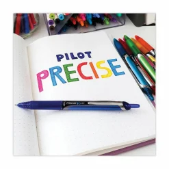 Pilot Precise V7 Liquid Ink Retractable Rollerball Pens, Fine Point, 0.7 mm, Assorted Barrels, Blue Ink, Pack Of 12 Pens