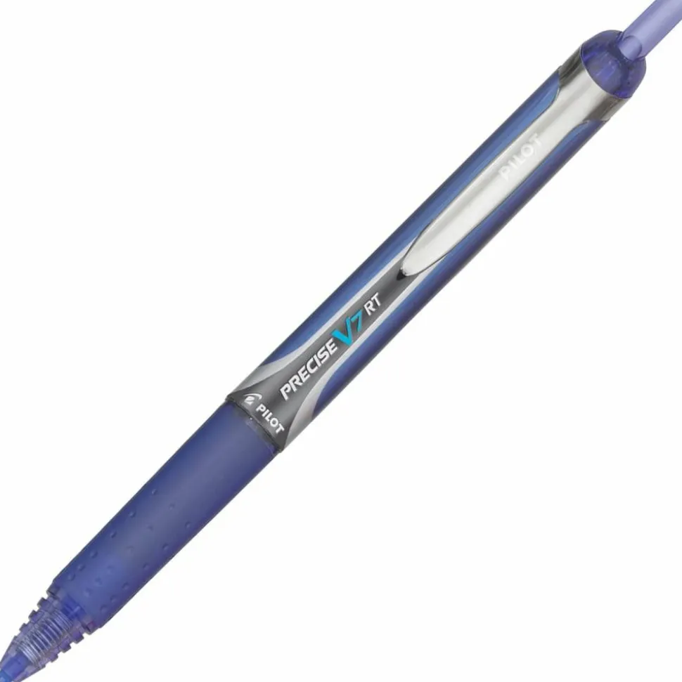 Pilot Precise V7 Liquid Ink Retractable Rollerball Pens, Fine Point, 0.7 mm, Assorted Barrels, Blue Ink, Pack Of 12 Pens