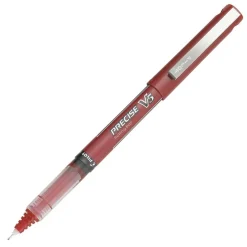 Pilot Precise V5 Liquid Ink Rollerball Pens, Extra Fine Point, 0.5 mm, Red Barrel, Red Ink, Pack Of 12