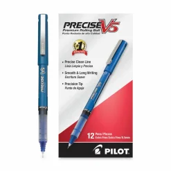 Pilot Precise V5 Rollerball Pen, Stick, Extra-Fine 0.5 mm, Blue Ink, Blue/Clear Barrel, Dozen