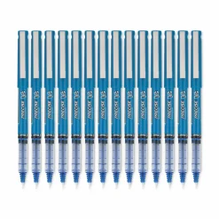 Pilot Precise V5 Rollerball Pen, Stick, Extra-Fine 0.5 mm, Blue Ink, Blue/Clear Barrel, Dozen