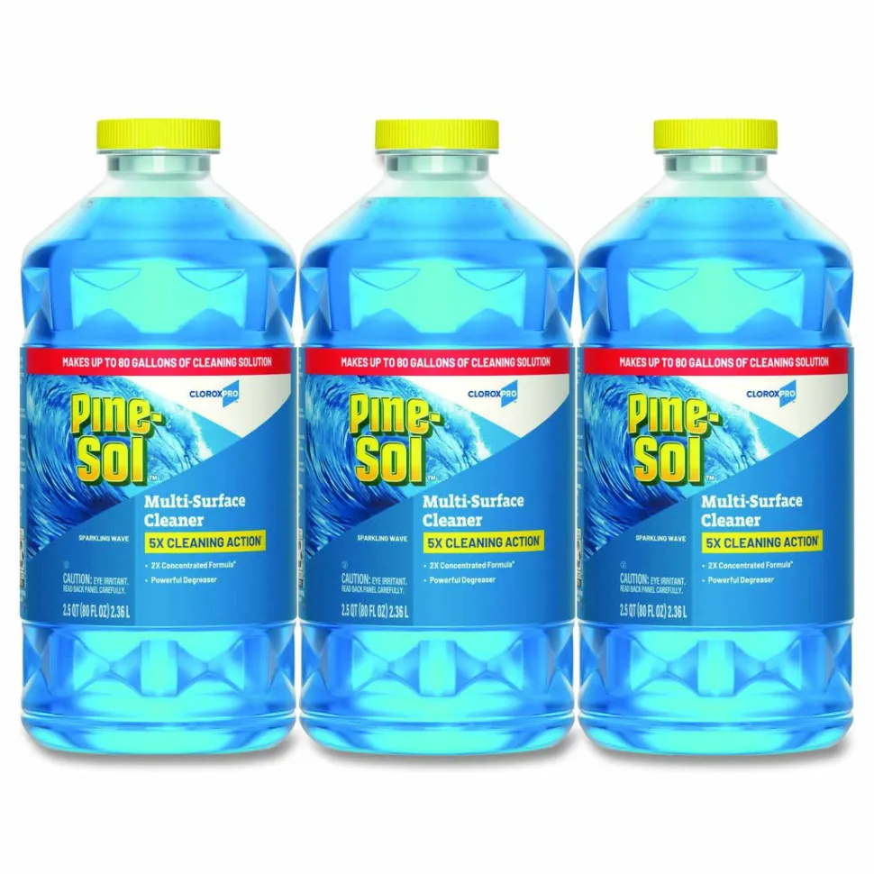 Pine-Sol CloroxPro Multi-Surface Cleaner Concentrated, Sparkling Wave Scent, 80 oz Bottle, 3/Carton