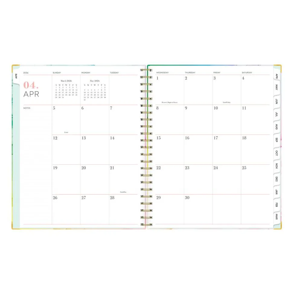 Planning Calendar BS Rainbow Ink Matte 8.5x11 AY26–27 (15-mo), 2026 to 2027 Calendar