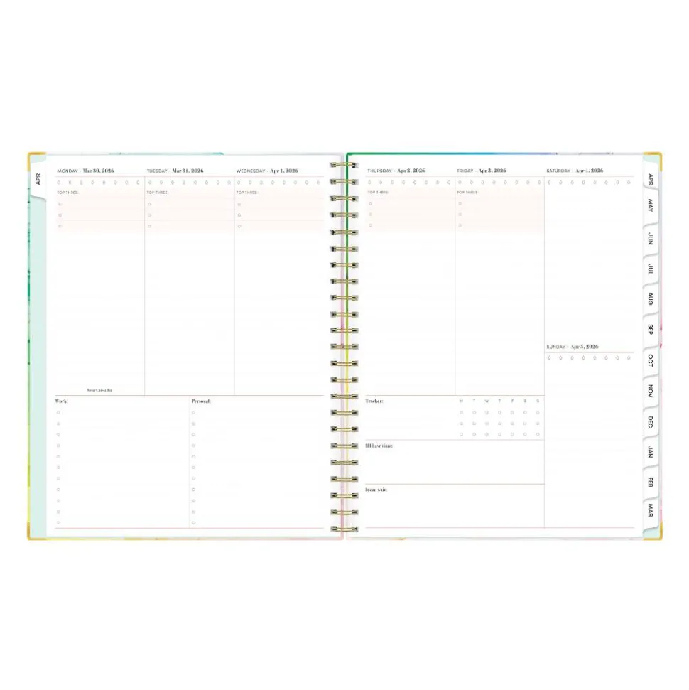 Planning Calendar BS Rainbow Ink Matte 8.5x11 AY26–27 (15-mo), 2026 to 2027 Calendar