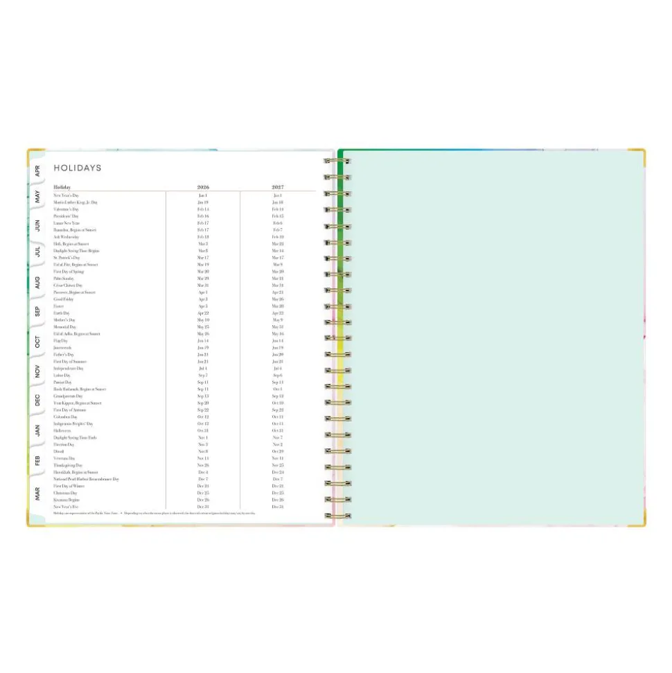 Planning Calendar BS Rainbow Ink Matte 8.5x11 AY26–27 (15-mo), 2026 to 2027 Calendar
