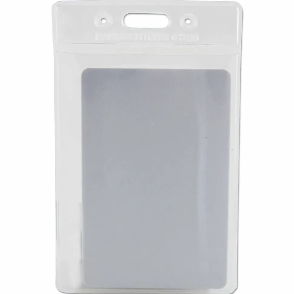 Plastic Badge Holders, 3-3/4" x 3-1/4", Vertical, Pack Of 12