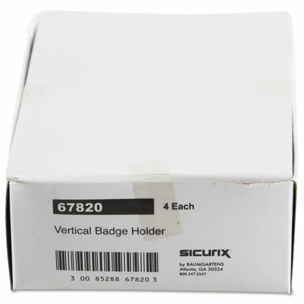 Plastic Badge Holders, 3-3/4" x 3-1/4", Vertical, Pack Of 12