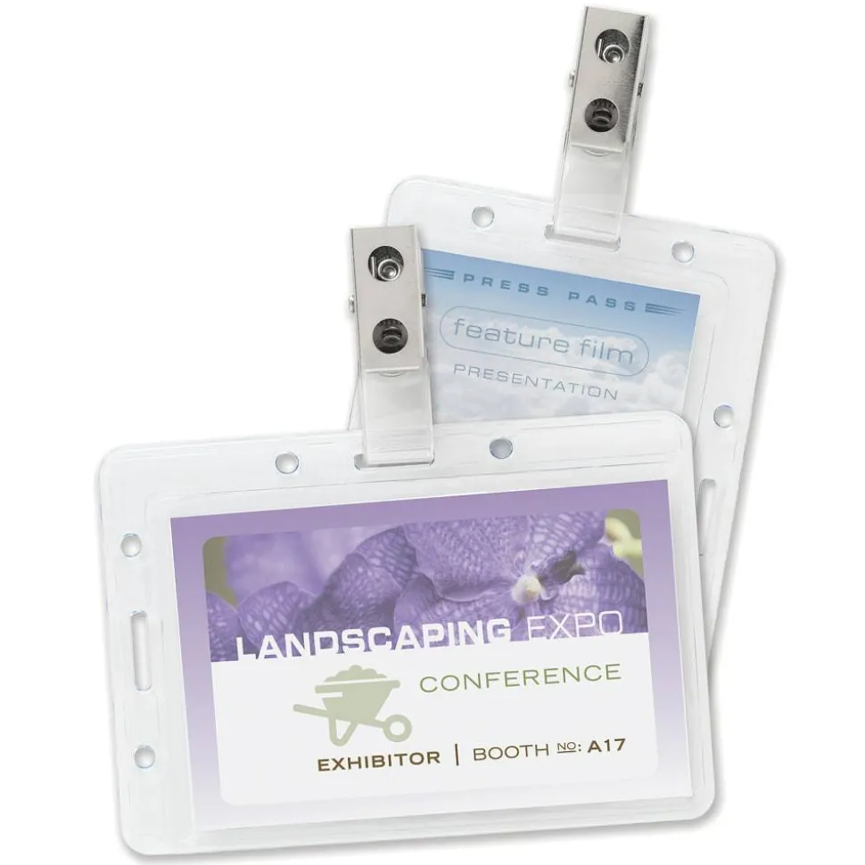 Plastic Convertible Badge Holders With Clips, Box Of 50
