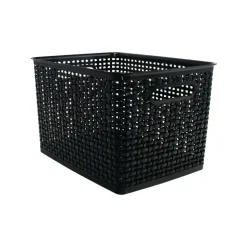 Plastic Weave Bin, Large Size, Black