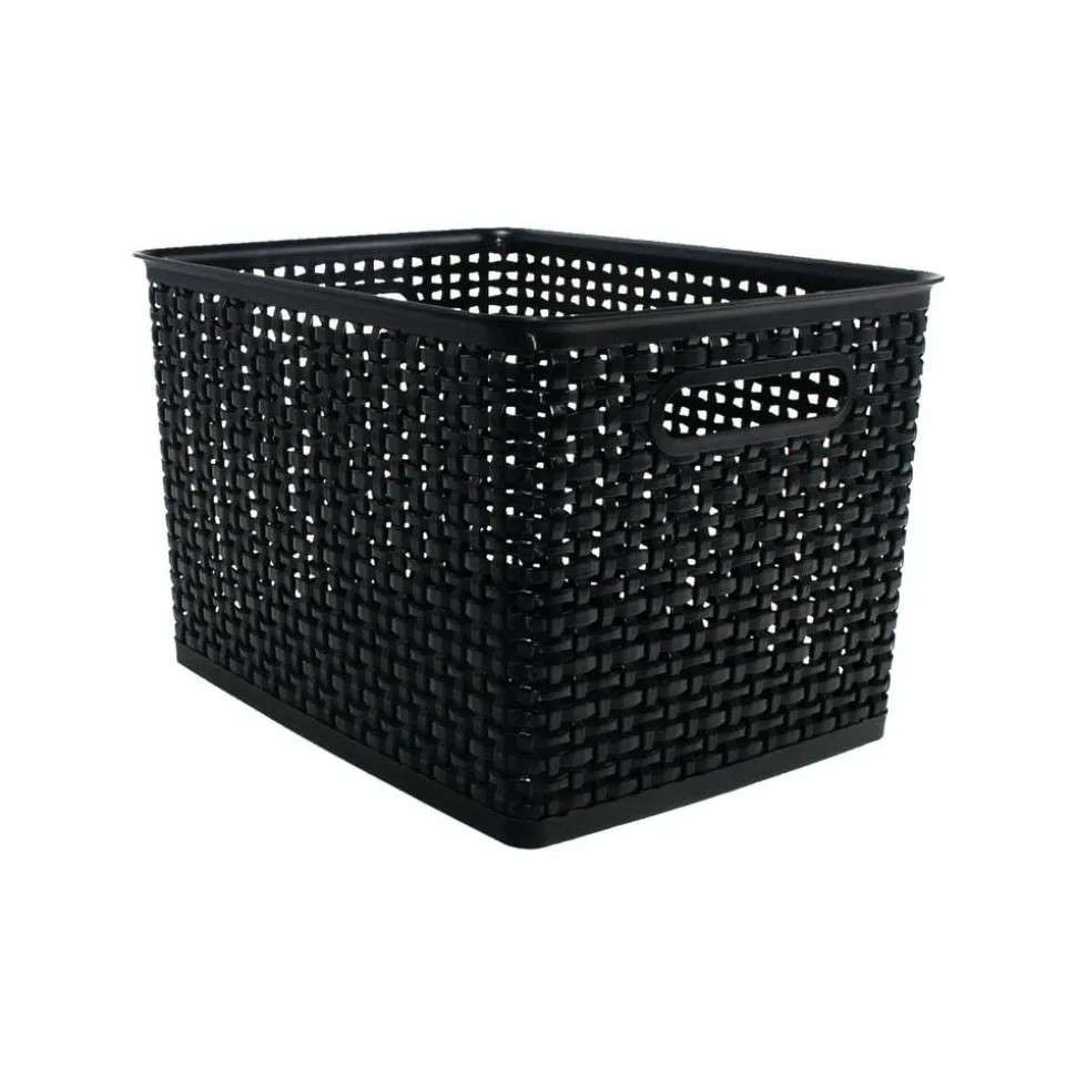 Plastic Weave Bin, Large Size, Black