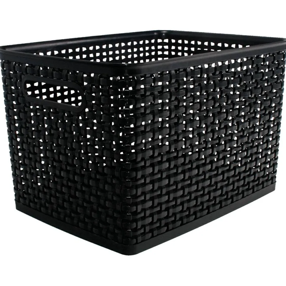 Plastic Weave Bin, Large Size, Black