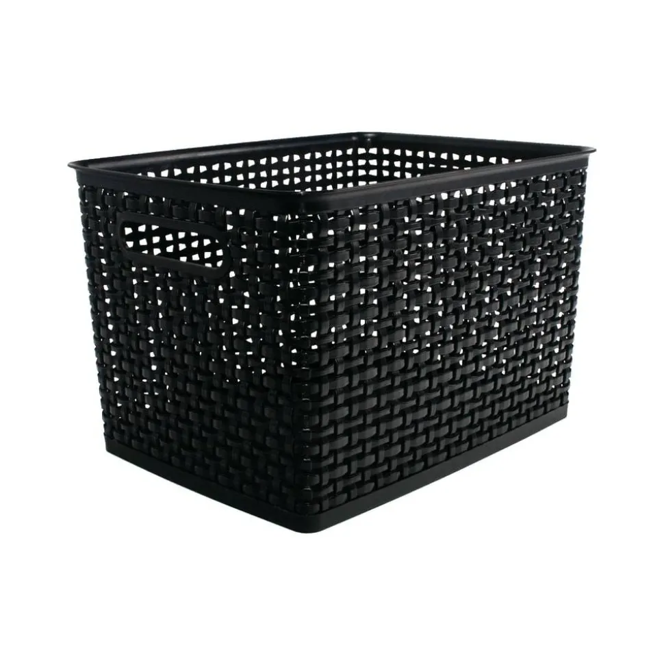 Plastic Weave Bin, Large Size, Black