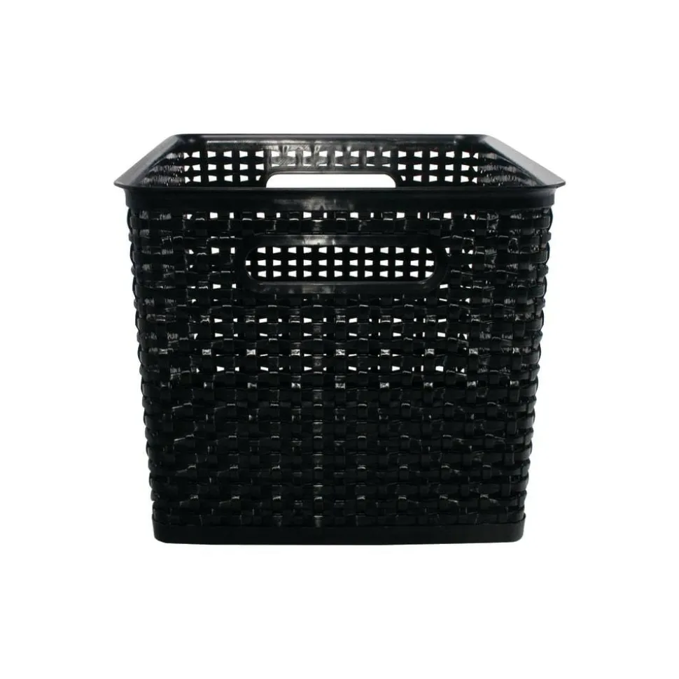 Plastic Weave Bin, Large Size, Black