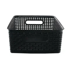Plastic Weave Bin, Medium Size, Black