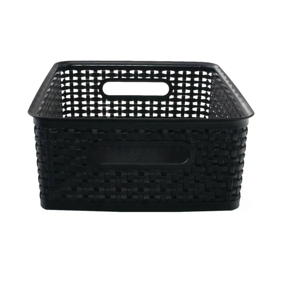 Plastic Weave Bin, Medium Size, Black
