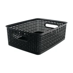 Plastic Weave Bin, Medium Size, Black