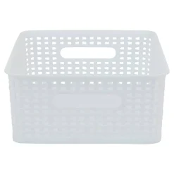 Plastic Weave Bin, Small Size, White