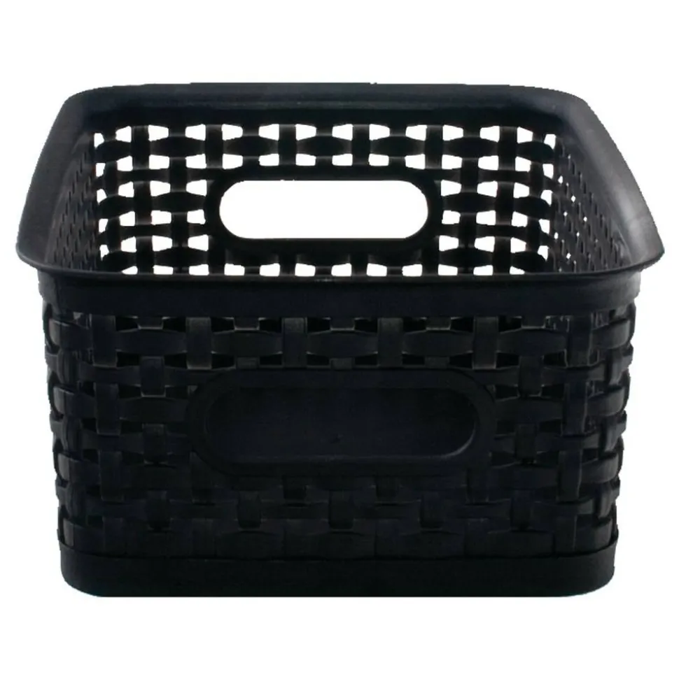 Plastic Weave Bin, Small Size, 4" x 7 1/2" x 10", Black