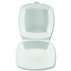Plastifar Foam Hinged Lid Containers, 6 x 6 x 3, White, Foam, 500/Carton