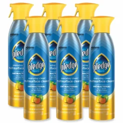 Pledge Multi Surface Antibacterial Everyday Cleaner, Citrus Scent, 9.7 oz Aerosol Spray, 6/Carton