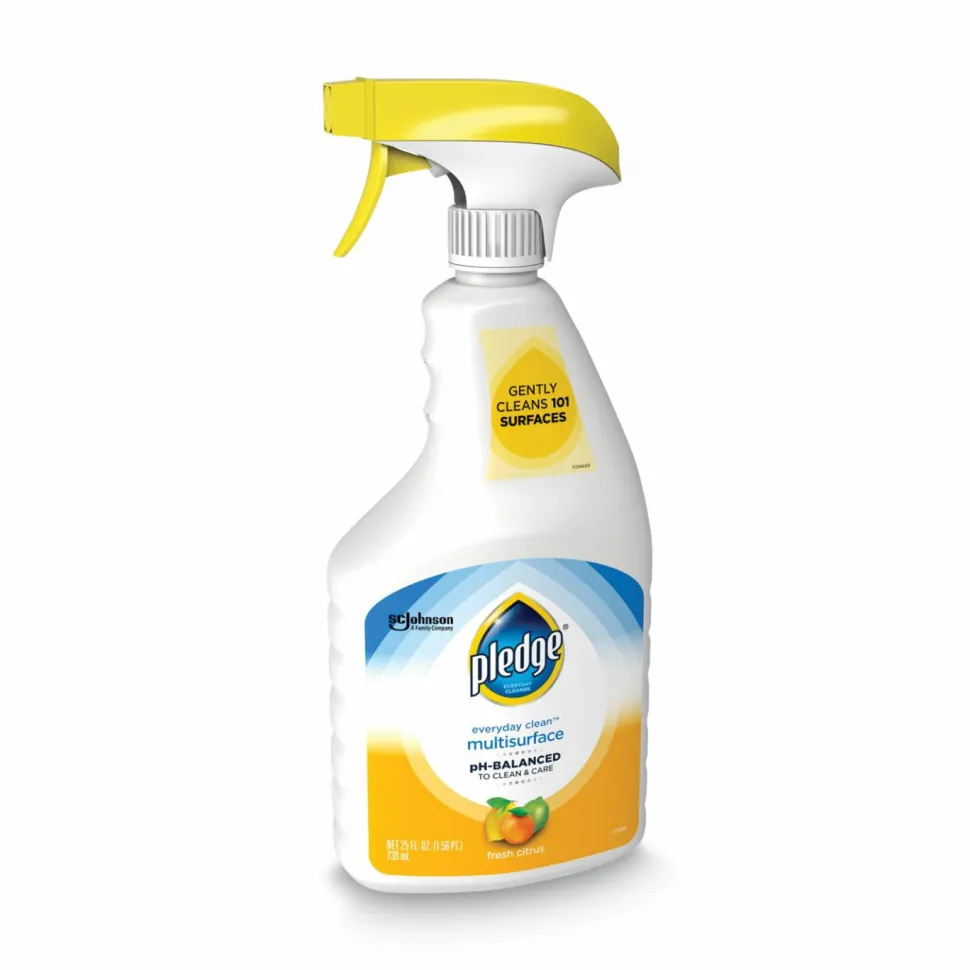 Pledge pH-Balanced Everyday Clean Multisurface Cleaner, Clean Citrus Scent, 25 oz Trigger Spray Bottle, 6/Carton