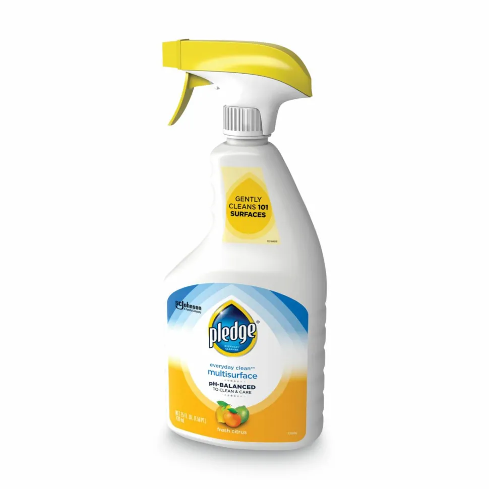 Pledge pH-Balanced Everyday Clean Multisurface Cleaner, Clean Citrus Scent, 25 oz Trigger Spray Bottle, 6/Carton