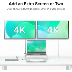 Plugable 11-in-1 USB-C Hub 100W USB-C Pass-through, Laptop Docking Station Dual Monitor with 4K 60Hz HDMI