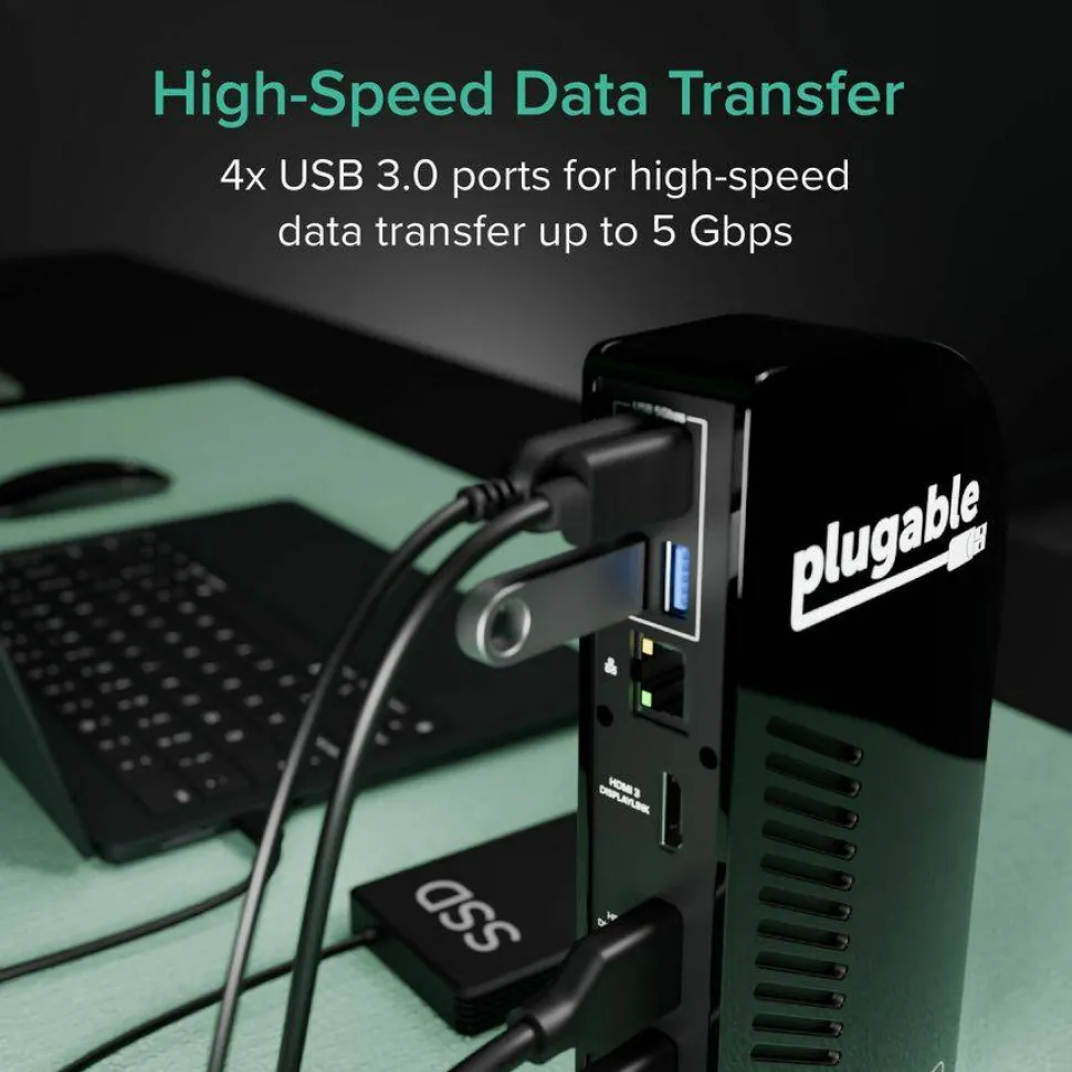 Plugable 13-in-1 USB-C Triple Monitor Docking Station with 100W Charging, Compatible with Windows, Mac, and Chrome with Thunderbolt 3 / 4 or USB-C