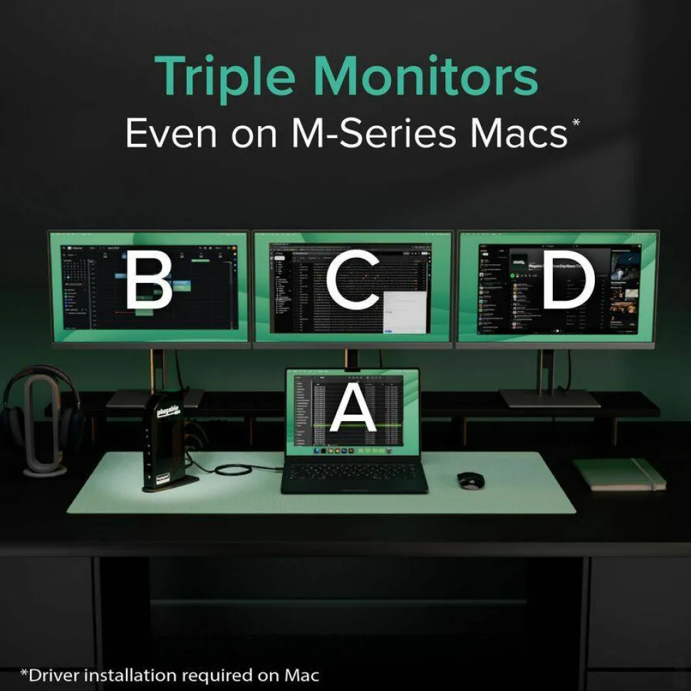Plugable 13-in-1 USB-C Triple Monitor Docking Station with 100W Charging, Compatible with Windows, Mac, and Chrome with Thunderbolt 3 / 4 or USB-C
