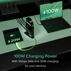 Plugable 13-in-1 USB-C Triple Monitor Docking Station with 100W Charging, Compatible with Windows, Mac, and Chrome with Thunderbolt 3 / 4 or USB-C
