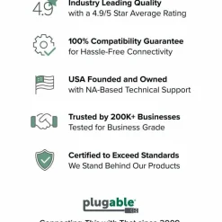 Plugable 3-Port USB 3.0 Hub with Gigabit Ethernet | Compatible with Windows, macOS, Linux, and ChromeOS