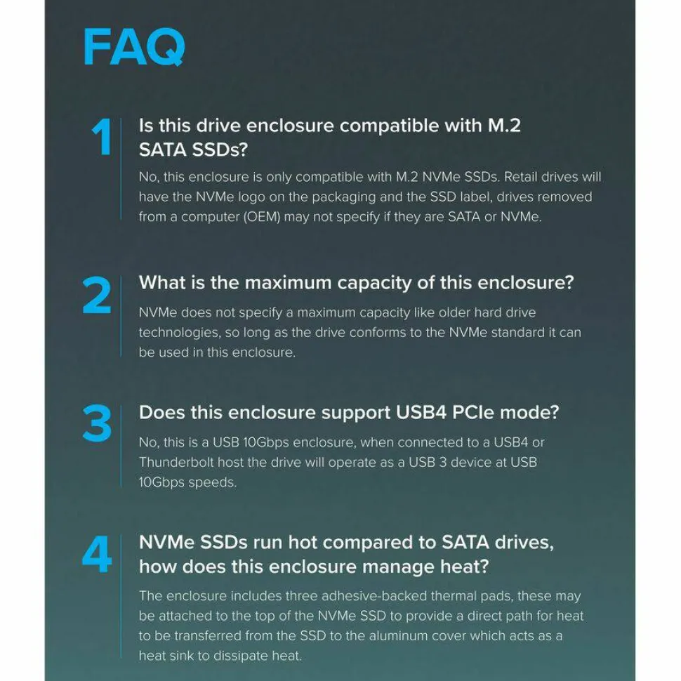 Plugable USB C to M.2 NVMe Tool-free Enclosure USB C and Thunderbolt 3 Compatible up to USB 3.1 Gen 2 Speeds (10Gbps).