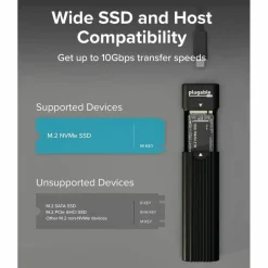 Plugable USB C to M.2 NVMe Tool-free Enclosure USB C and Thunderbolt 3 Compatible up to USB 3.1 Gen 2 Speeds (10Gbps).