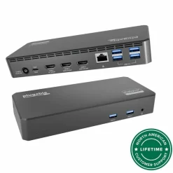 Plugable USB C Triple Display Docking Station | 100W PD, 3x HDMI (1x 4K 30Hz, 2x 1080p 60Hz), 6x USB 5Gbps Ports