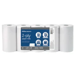 2-Ply Paper Rolls, 2-1/4" x 85', White, Pack Of 10