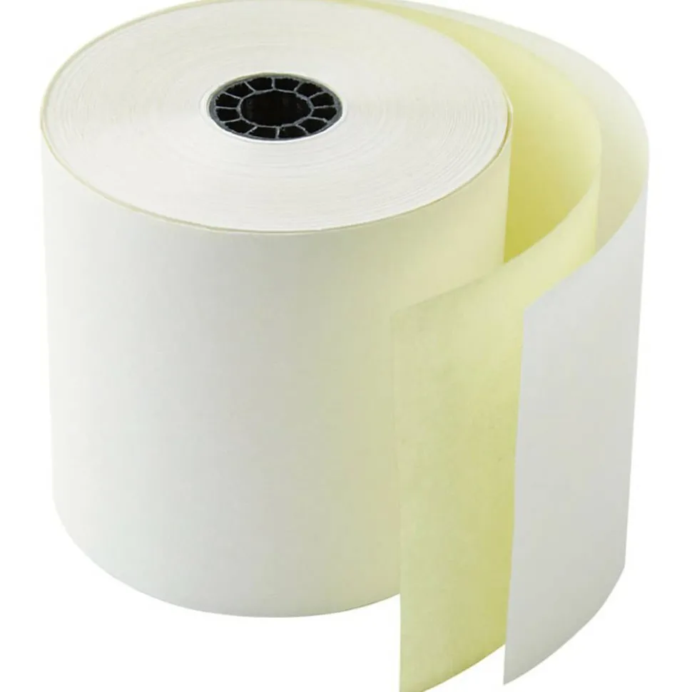 2-Ply POS & Credit Card Carbonless Rolls, 3" x 100', White/Canary, Pack Of 50