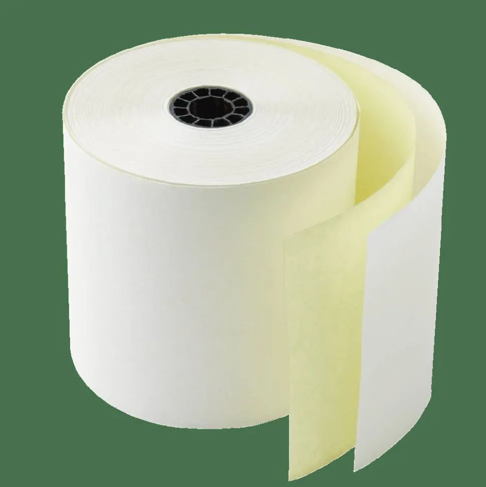2-Ply POS & Credit Card Carbonless Rolls, 3" x 100', White/Canary, Pack Of 50
