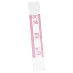PM Company Currency Bands, $250.00, Cerise, Pack Of 1,000