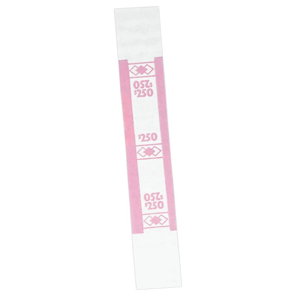PM Company Currency Bands, $250.00, Cerise, Pack Of 1,000